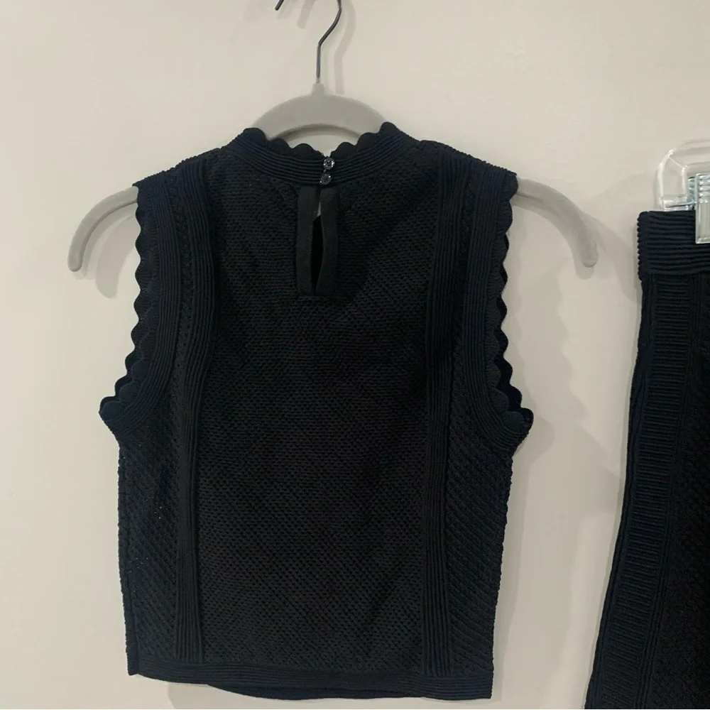 ✅ NWT The Kooples Set Openwork Knit Tank & Short Knit Skirt Scallop in Black - Picture 8 of 15